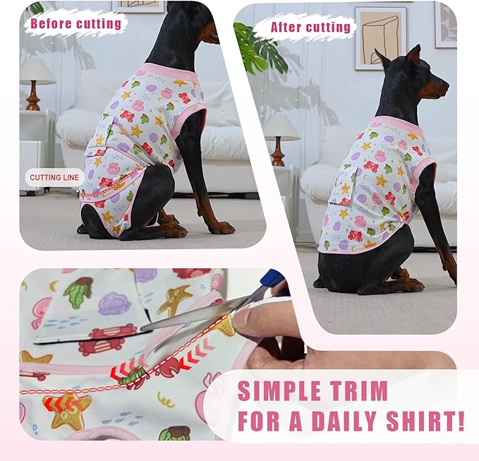 Recovery Suit for Dogs After Surgery, Professional Dog Surgical Suit for Female Spay, Male Neuter, E-Collar & Cone Alternative Dog Onesie for Abdominal Wounds Skin Disease, Fruit, S