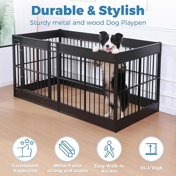 Dog Playpen, 31.5" Height Dog Pen Indoor, Heavy Duty, Safe and Sturdy, Furniture Style Puppy playpen