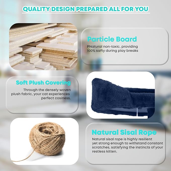 FDW Cat Tree 70in Cat Tower Multi-Level Durable Cat Scratching Post & Cozy Fun Cat Jumping Platform Space Saving Cat Condo Pet Play House for Indoor Cats,Navy Blue