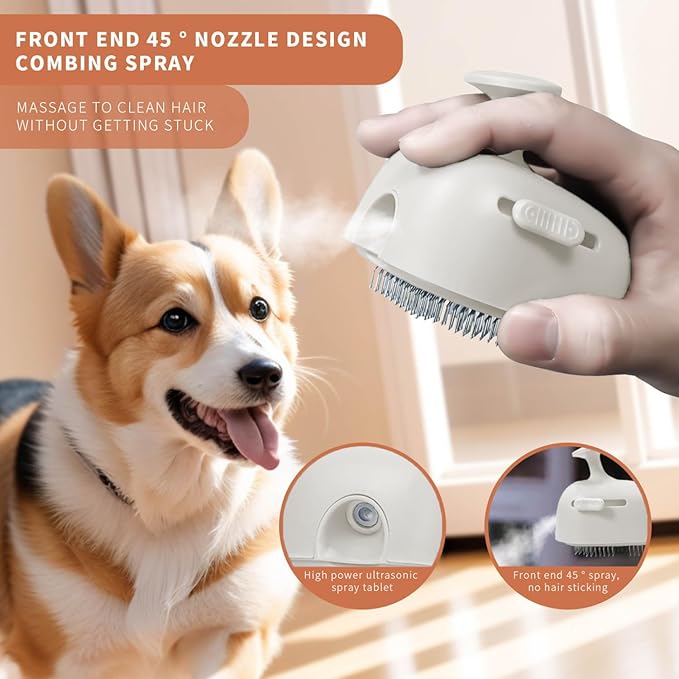 Cat Steam Brush for Shedding, 4 in 1 Rechargeable Steam Brush for Cats and Dogs, Anti-Static, Massage, Cleaning, Shedding & Combing All In One!