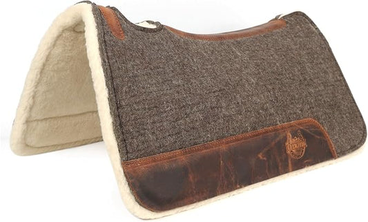 BLACK HOOF Steam Pressed Merino Wool Felt Contoured Pad with Heavy Saddle Grade 100% Woolen Fleece Bottom 1 Inch Thick