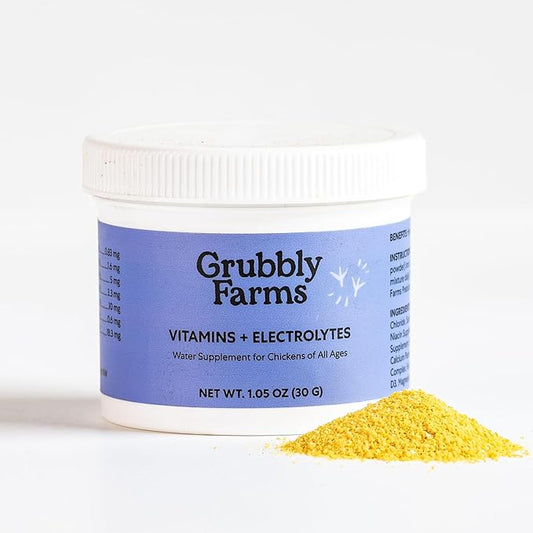 Grubbly Farms Vitamins + Electrolytes Water Supplement for Chickens (30 Day)