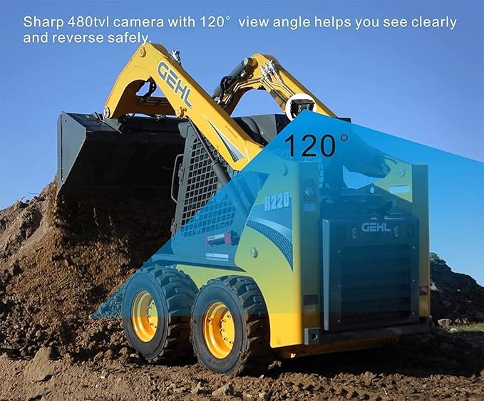 AHD 1080P Wired Reverse Rear View Backup Camera System,2 IR Camera with Waterproof IP69K, 7" Single View Monitor with TVS Protector,Vibration-Proof 10G for Tractor/Truck/Skid Steer/Heavy Equipment
