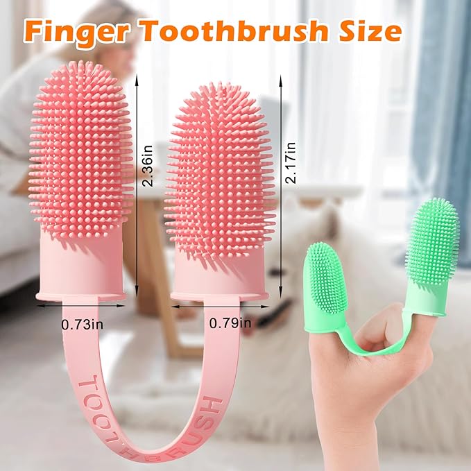 Dog Toothbrush, Dogs Tooth Brushing Kit, Cat Tooth Brush for Small to Large Dogs & Puppies, 2Pack Double Finger Toothbrush for Dog Teeth 360 Cleaning & Dental Care