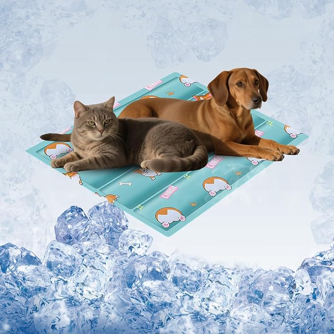 Dog Cooling Mat, Cooling Mat for Dogs & Cat, Provides Instant Relief for Small, Medium, Large Dogs, Washable, Non-Slip Design, Perfect for Hot Summer Days to Keep Pets Comfortable(M 17.7''*23.6'')