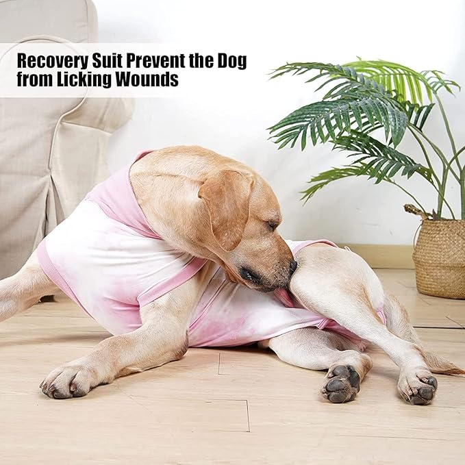 Surgery Suit for Dogs Medium Large Dog Recovery Suit Tie Dye Shedding Suit for Abdominal Wounds, Shedding, Prevent Licking XXL Pink2