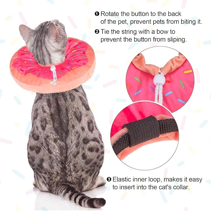 BEAUTYZOO Cat Cone Collars Soft, Cat Recovery E Collars After Surgery to Stop Licking, Adjustable Elizabeth Circle Collar Cute Pet Donut Pillow for Cats Kitten Small Dogs, Pink S