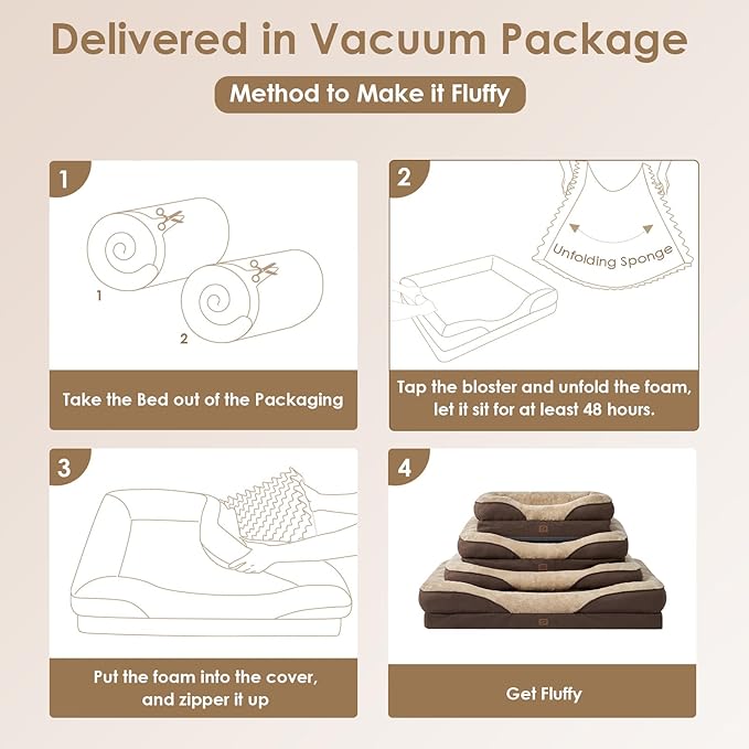 EHEYCIGA Memory Foam Dog Bed for Medium Size, Orthopedic Dog Sofa with Sides and Waterproof Liner, Washable Bolster Pet Bed Couch with Removable Cover, 30x20x6.5 Inch, Brown