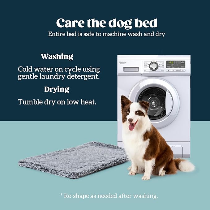 Stoutwool Indestructible Dog Bed - Fluffy Chew Proof Dog Crate Pad - Tough Kennel Pad for Aggressive Chewers - Washable, Ideal for Small Breeds & Fits 24-Inch Crate - 23"x16", Charcoal