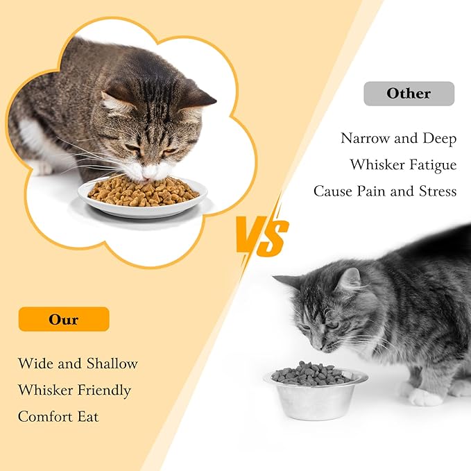 3PCS Cat Food Bowl,Ceramic Cat Dish for Indoor Cats,Wide Shallow Cat Bowls for Dry and Wet Food,Anti Whisker Fatigue Cat Plates for Kitten Cats or Dogs