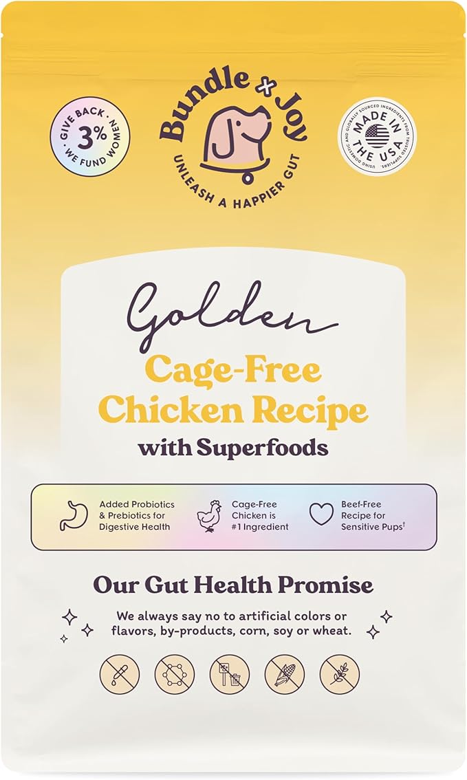 Golden Probiotic Dog Food Dry, Chicken, 4lb Bag, Allergy and Gut-Friendly Adult Kibble for Digestive Health with Cage-Free Chicken, 20 Plant Based Superfoods, Beef and Grain Free