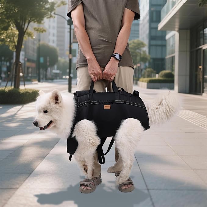 Dog Lift Harness Backpack Carrier for Large Dogs, Full Body Sling with Handle, Dog Harness for Joint Injuries, Arthritis, Ideal for Stairs, Elderly Dogs (Black X-Large 29-50 LBS)
