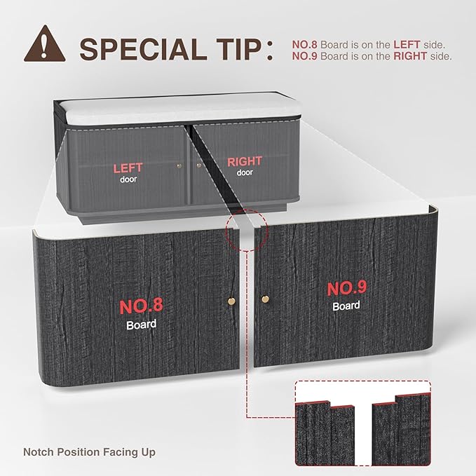 Dark Grey 39.4" W 2-Tier Shoe Bench with Storage | Entryway Bench with Padded Cushion, Sliding Doors & 5 Hooks