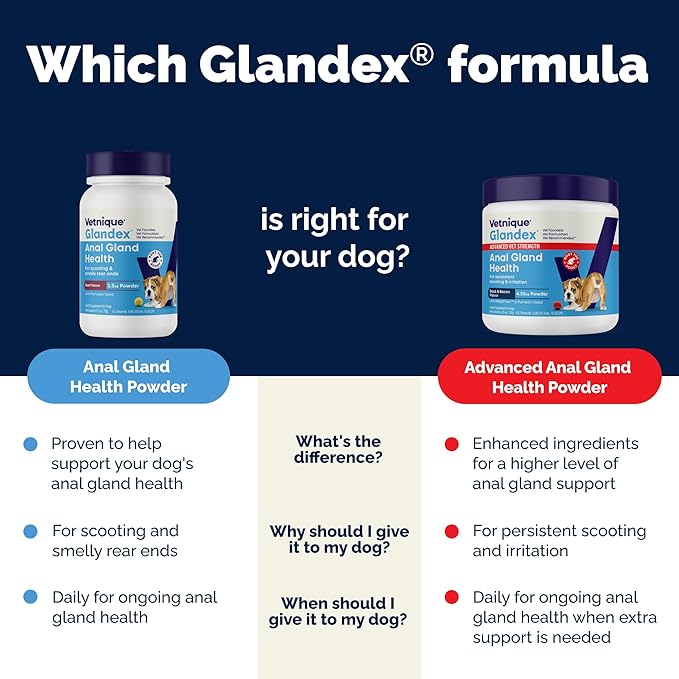Glandex Dog Fiber Supplement Powder for Anal Glands with Pumpkin, Digestive Enzymes & Probiotics - (Regular or Advanced Strength) - Boot The Scoot (4.25 oz, Advanced Strength Duck & Bacon)
