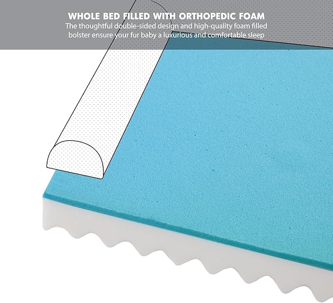 Friends Forever Orthopedic Dog Bed for Medium Dogs, Waterproof Memory Foam Dog Sofa Bed M with Removable Washable Cover, Ally Khaki, 28x23x6.5