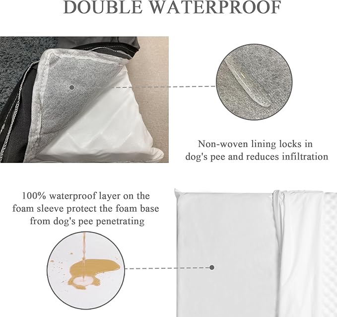 Dog Beds for Large Sized Dog, Washable Large Dog Bed Couch with Waterproof and Removable Cover, Orthopedic Dog Crate Bed Sofa with Nonskid Bottom, Pet Bed for Dogs Up to 95lbs, 44" L x 32" W x 7" Th