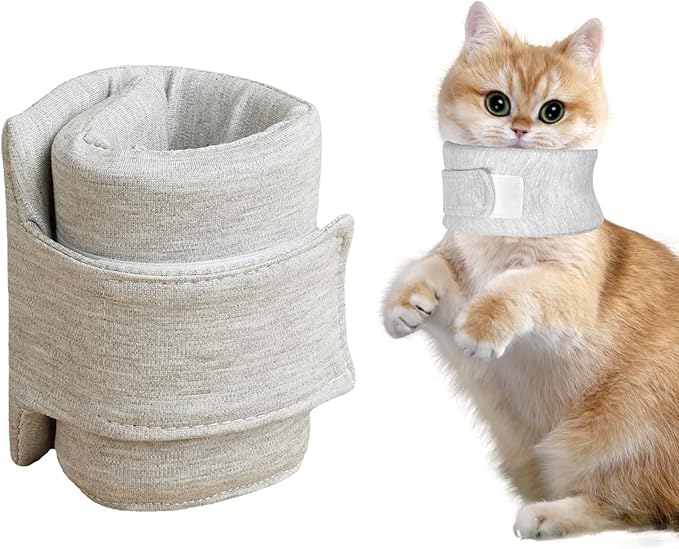 Cat Neck Brace, Breathable & Adjustable Cone Collar After Surgery Recovery Anti-Scratch Anti-Lick Protection, Suitable for Neck Circumference 6.3-8.6 Inch Small Dogs Puppies Kittens (Grey, XS)