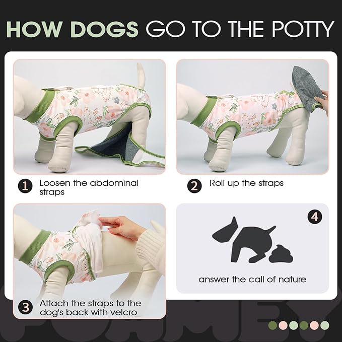 FUAMEY Dog Recovery Suit Male,Dogs Surgery Neuter Suits Puppy Spay Shirts for Female Protect Dog's Skin Anti Licking Abdominal Wounds Doggie Onesie Pet Bodysuit Alternative to Cone Rabbit Flower XXL