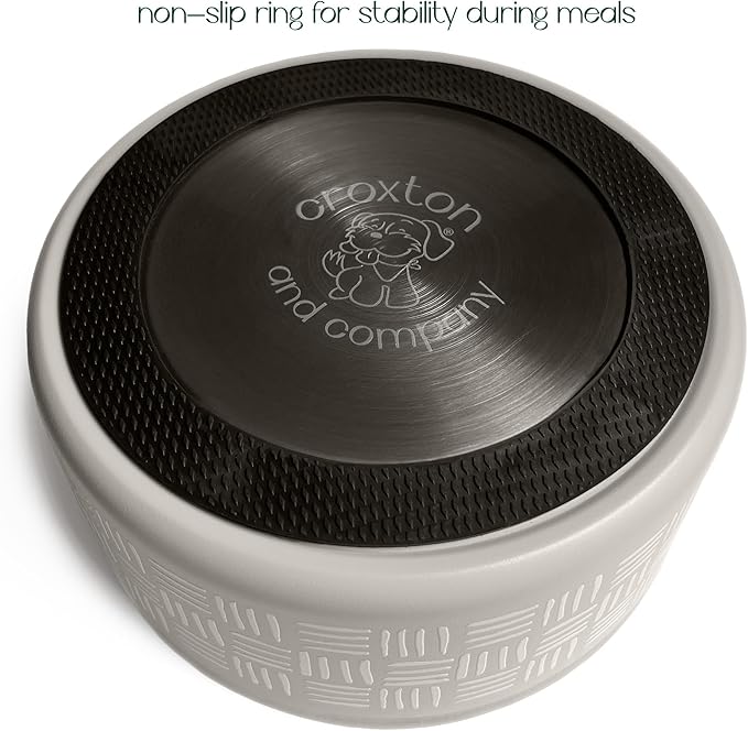 CROXTON & CO. Stainless Steel Pet Bowl for Dogs & Cats | Insulated Food Bowls for Dog Cat | No Tip No Slip | Non-Slip Rubber Base | Dishwasher Safe | Medium (4 Cups)