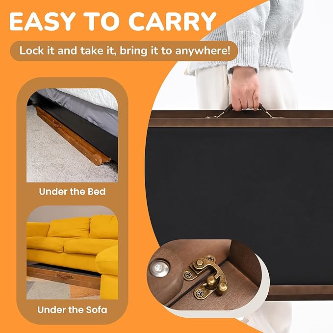 Dog Ramp for Bed, Adjustable Pet Ramps for Dog to Get on Bed, Non-Slip Rubber Surface - Folding Wooden Dog Ramp for Small/Large/Old Dogs, Adjustable up to 23.5 inch High Beds, Safety Railings