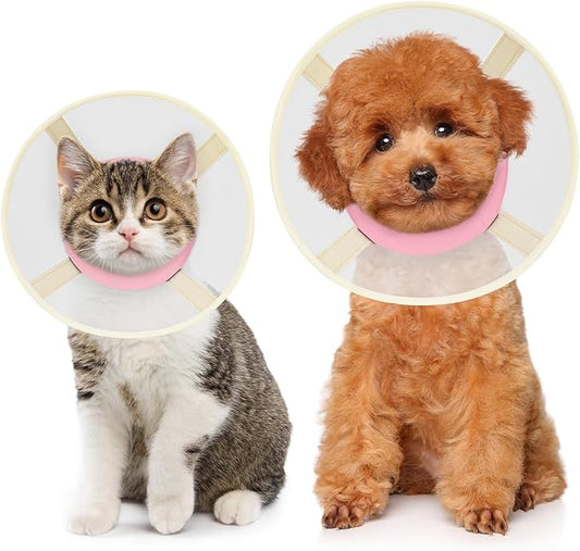 Cat Cone Collar Soft- Adjustable Comfortable Air Mesh Recovery Cone After Surgery to Stop Licking and Scratch, Alternative to Plastic Elizabethan Collar for Cat, Whiskers Freedom (Pink, XS)