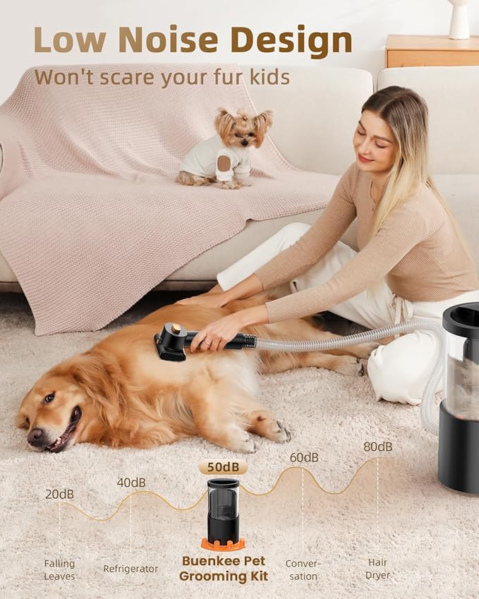 Dog Grooming Vacuum, 4.5L Extra-Large Dust Cup Dog Grooming Kit, 14000Pa High-Suction Pet Groomer with Clippers, Low-Noise All-in-One Shedding Control Set for Home Use