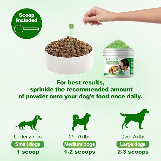 Dog Dental Powder,Dog Teeth Cleaning Powder,Dog Dental Cat Dental Care,Cat and Dog Teeth Cleaning,Canine Plaque Remover Helps Reduce Bad Breath,Improve Pet's Oral Cavity and Freshen Breath（80G）