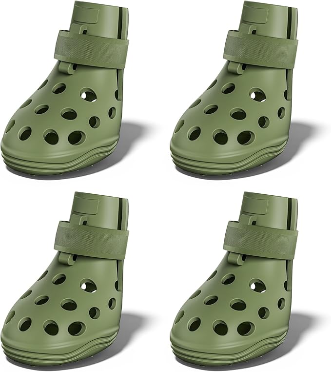 Dog Shoes for Hot Pavement, Breathable Dog Boots Paw Protectors with Adjustable Straps & Non-Slip Sole, Easy On & Off, Waterproof, Easy-Cleaning Silicone Outdoor Dog Booties for Beach and Snow