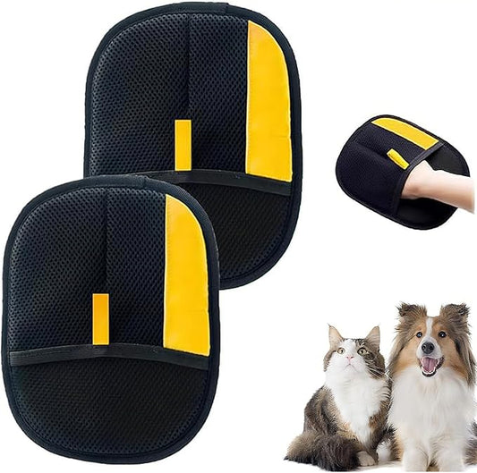 2 PCS Electrostatic Gloves Pet Hair Removal, 2025 New Upgrade Pet Hair Remover Glove Washable Reusable Dogs Cats Hair Gloves Animal Fur Removal Tool for Clothes Furniture Carpet Curtain Bed Sheets