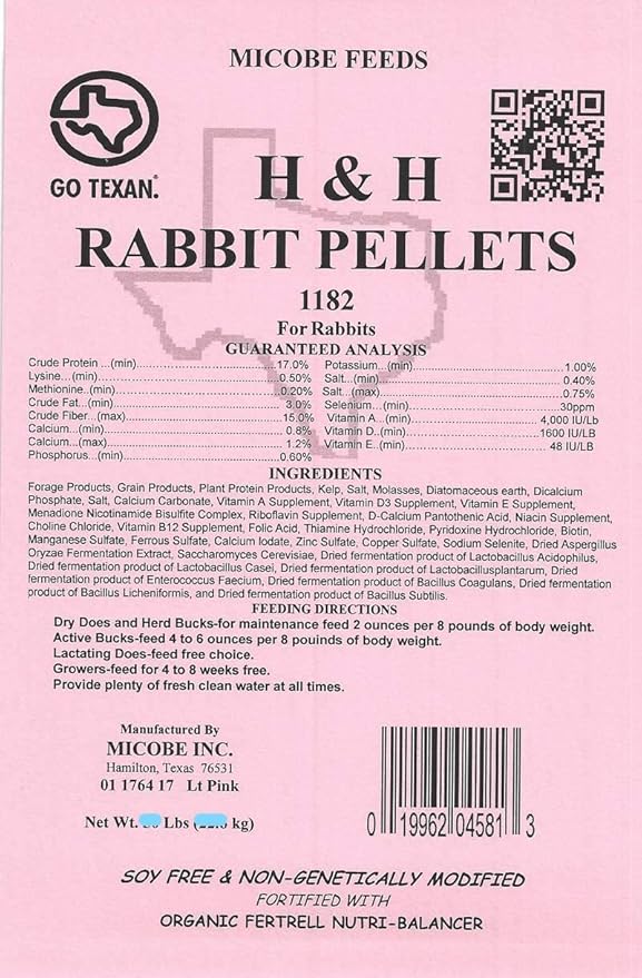 All Natural Rabbit Feed for Shine and Growth Freshly Milled: Non-GMO, Soy Free, Corn Free, with Organic Fertrell Vitamins and Minerals (20lb)