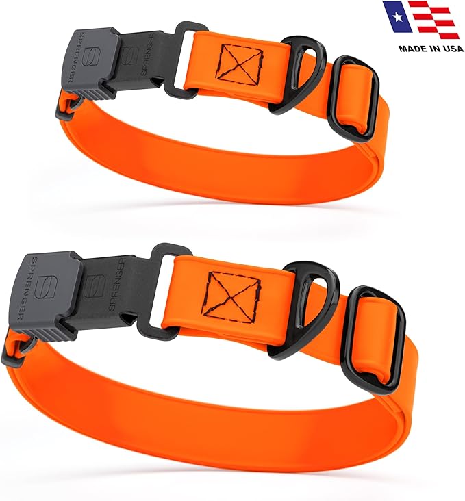 Dogline Biothane Waterproof Dog Collar with Herm Sprenger Stainless Steel Quick Release Buckle – Heavy Duty Tactical Durable Collar for Dogs – Comfortable and Safe Pet Collar, W 1" L 15-25", Orange