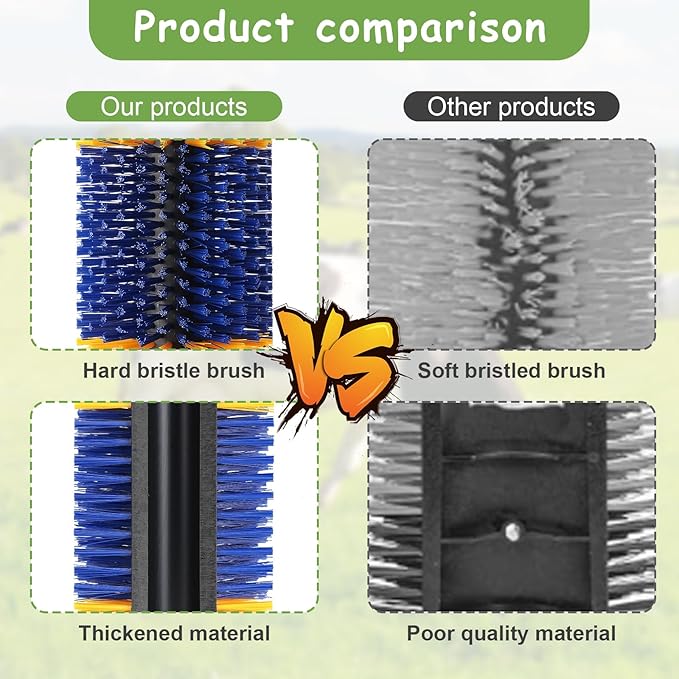 2PCS Livestock Scratching Brush, 17.5 x 7.8 Inch Goat Brushes for Grooming, Horse Brushes for Shedding, Livestock Brush with 8 Screws Great for Horse, Elk, Cattle, Pig, Sheep（Yellow）