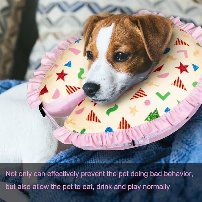 CuteBone Inflatable Dog Donut Collar Alternative for Large Dogs After Surgery-Double Adjustable Neck Range P23SO00104L