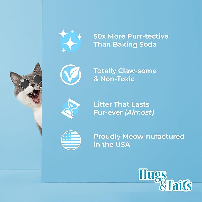 Cat Litter Deodorizer – Pet Safe Odor Eliminator & Housebreaking Supplies for Cats, Kittens, & Small Pets – Natural, Unscented, Non Toxic, Low Dust, 1 lb, by HugsandTails