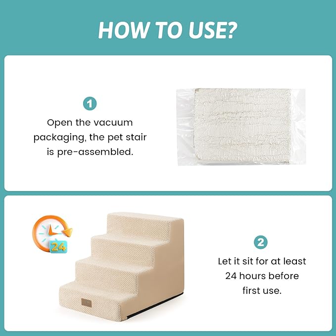 Dog Stairs for Small Dogs, 4 Tier Wider Pet Stairs for Couch and Beds, 17.7" H Non-Slip Dog Steps for Old Cats, Puppy, Small Medium Dogs, 17.7x23.6x17.7 inch, Beige