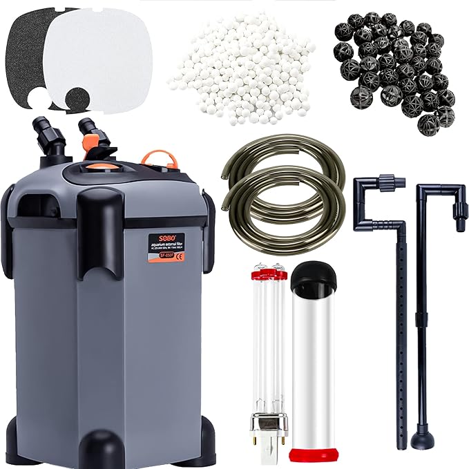 Aquarium Canister Filter with 3 Media Trays Spray Bar External Canister Filter for Large Fish Tank and Aquariums, 1200F - 317GPH