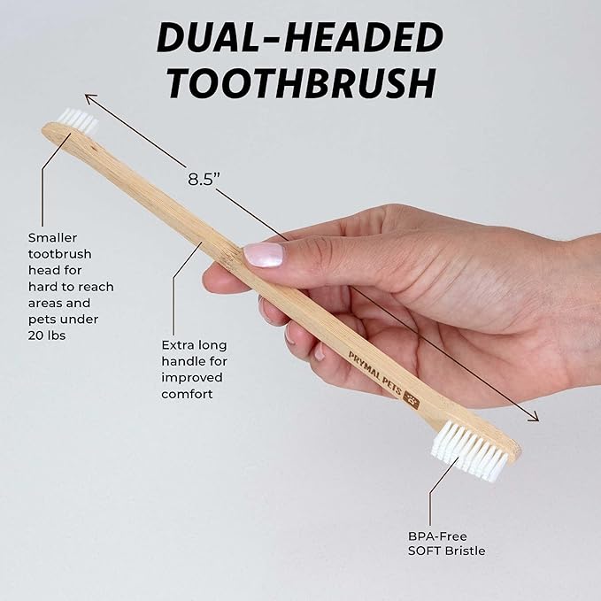 Dog Toothbrush I 4-Pack Two Sided Bamboo Toothbrush for Small and Large Dogs & Cats I Soft Bristles Gentle for Easy Dog Teeth Brushing & Dental Care