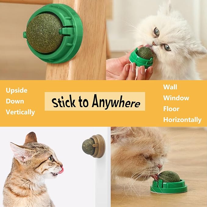 GATITOS Catnip Balls 1 Pcs, Catnip Ball for Cats Wall, Safe Healthy Kitten Chew Toys, Teeth Cleaning Dental Wall Treats, Edible Cats Lick Kitten Chew