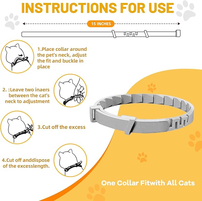 Calming Collar for Cats 4-Pack, Adjustable Water Proof Cat Pheromone Collar for Anxiety Relief, Vet-Recommended, 30-Day Stress Relief Grey