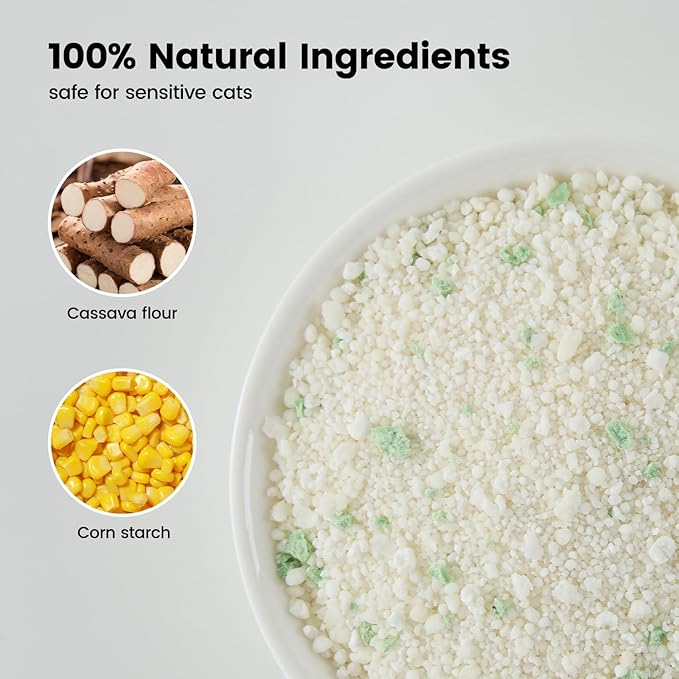 Gardner Pet Cassava Cat Litter, Clumping Cat Litter with Odor Control, Low Dust, Natural Plant-Based Litter, Fast Absorption & Low Tracking Kitty Litter, Unscented with Deodorizing Pellets (9LBS*4)