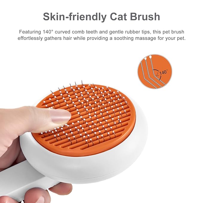 Cat Brush with Release Button, Pet Grooming Brushes for Shedding, Suitable for Long and Short Haired Cats and Dogs, Easy to Remove Removes Loose Undercoat