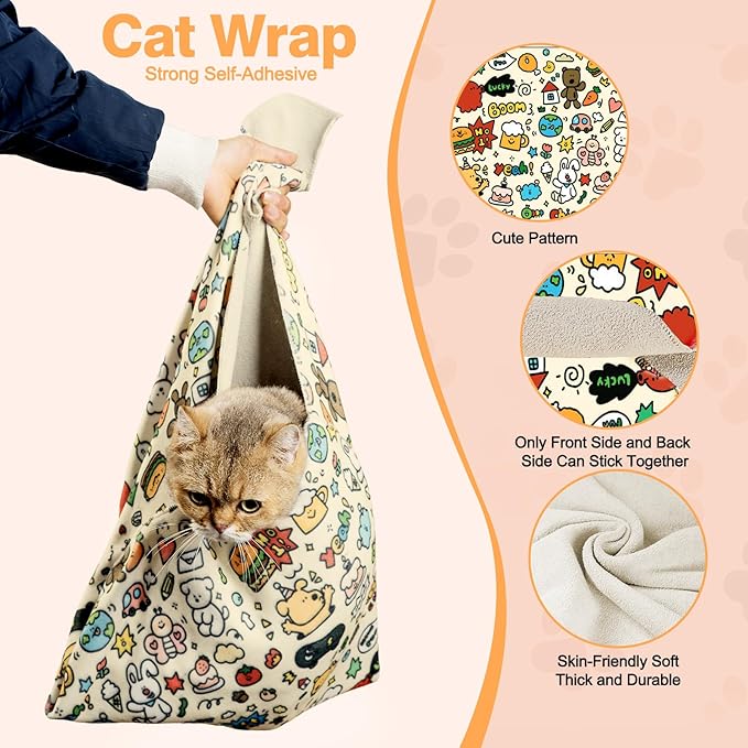 35.5" Cat Grooming Wrap Cat Wrap for Cutting Nails Cat Restraint for Nail Clipping Cat Swaddle Wrap Cat Burrito Wrap XL(Within 22lbs) Anti-Scratch Anti-Escape Multifunctional Pet Tool