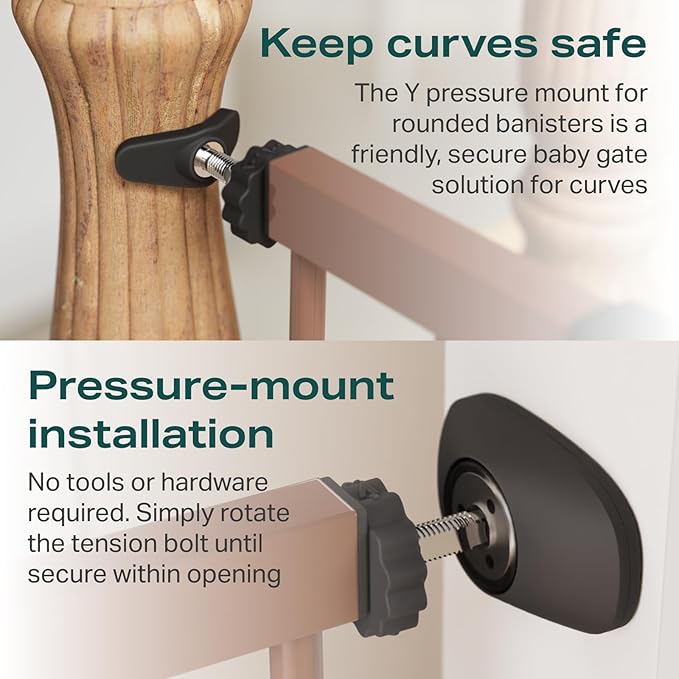 Cumbor 29.7-57" Extra Wide Baby Gate for Stairs, Mom's Choice Awards Winner-Dog Gate for Doorways, Pressure Mounted Walk Through Safety Child Gate for Kids Toddler, Tall Pet Puppy Fence Gate, Brown