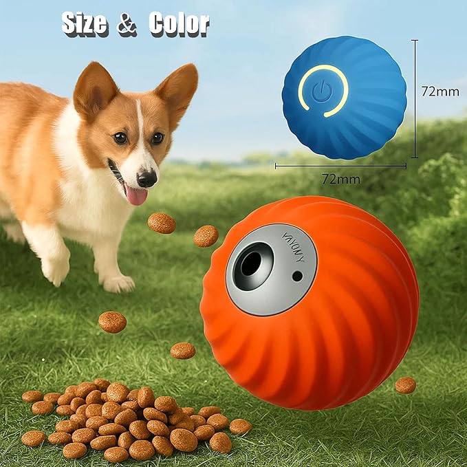 Zoomie Buddy 2.0, Zoomie Buddy for Dogs, 2 in 1 Smart Touch Interactive Dog Balls ＆ Pet Feeder, 2.83" Diameter, Suitable for Small/Medium Dogs, with Fruit Plush Cover (2*Orange, Tomato)