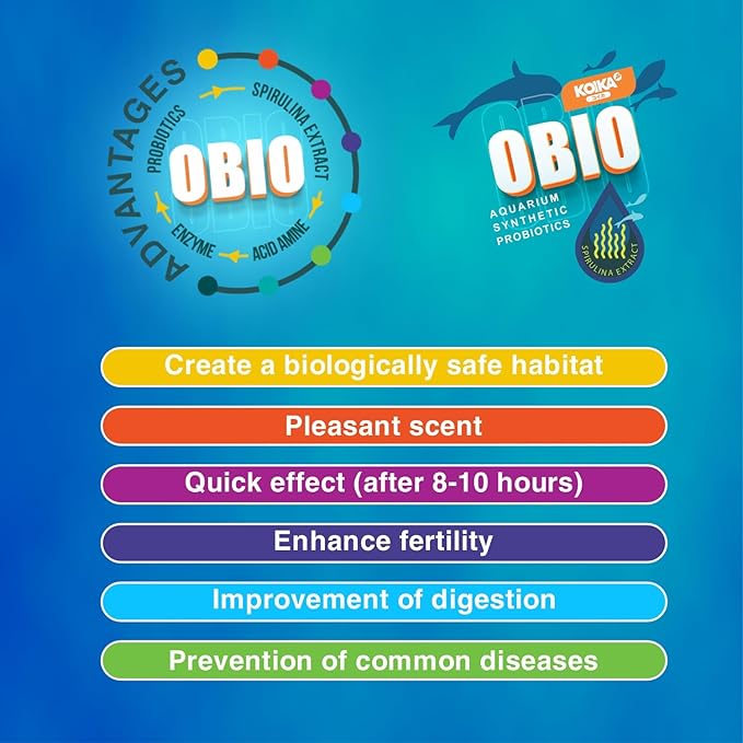 KOIKA OBIO Aquarium Water Treatment, Quick Effect (After 8-10 Hours), Improvement of Digestion and Immune Systems, Enhance Growth of Fish & Shrimp (Liquid, 300ml (10.14 fl oz))
