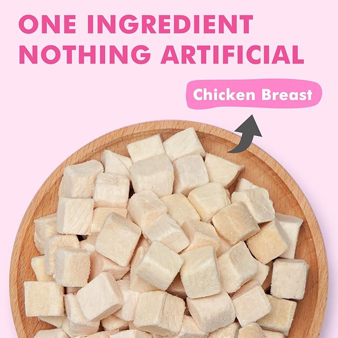 Freeze Dried Cats & Dogs Raw Treats, All Natural Single Ingredient Chicken Breast, High Protein Healthy Pet Training Treats or Food Topper, 11.3 oz