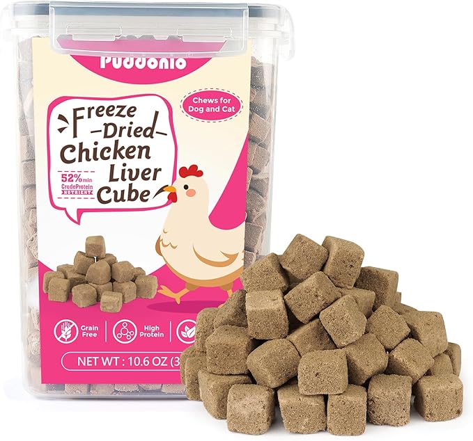 Freeze Dried Cats & Dogs Raw Treats, All Natural Single Ingredient Chicken Liver, High Protein Healthy Pet Training Treats or Food Topper, 10.6 oz
