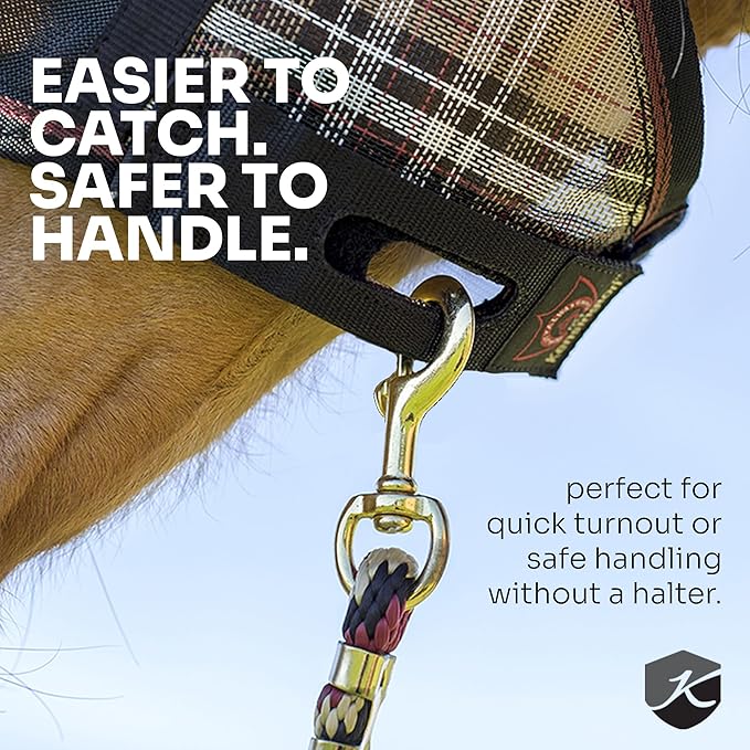 Kensington 90% UV Fly Mask Halter CatchMask UViator - Without Ears & Forelock Freedom Web Trim *Roomy Fit*- X-Large, Atlantis