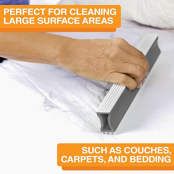 FurDozer X3 MEGA Pet Hair Remover & Auto Detailing Tool - Cat & Dog Hair Remover for Carpet, Car Interior, Couch, Bedding, & Furniture - Reusable Pet Hair Removal Tool for Dog Fur & Lint, 10", Grey