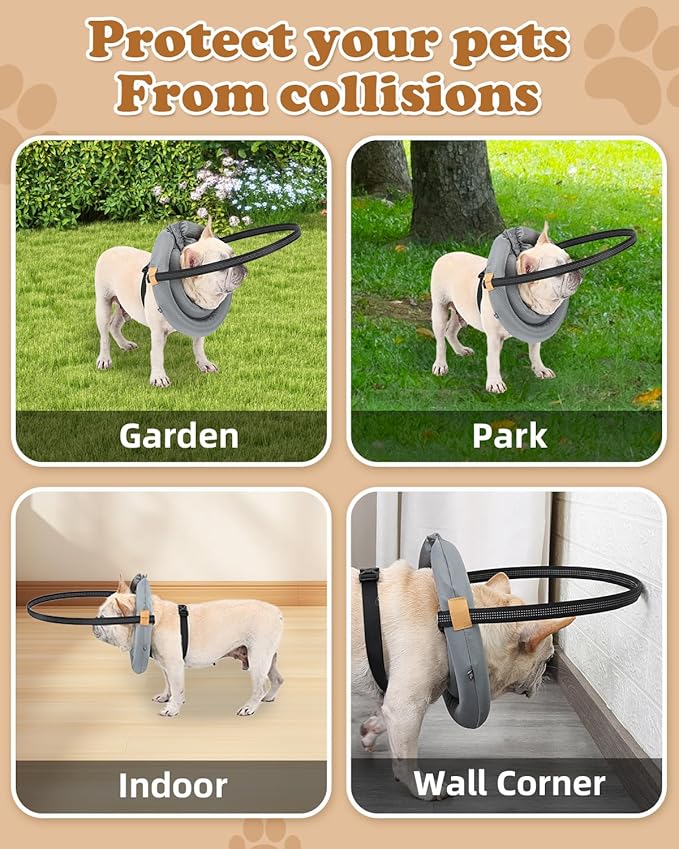 Blind Dog Harness, Lightweight Collar for Dogs&Cats, Adjustable Blind Dog Collar Harness, Pet Anti-Collision Ring for Blind, Eye Injury, Vision Impairment Pets for Protective & Build Confidence XL